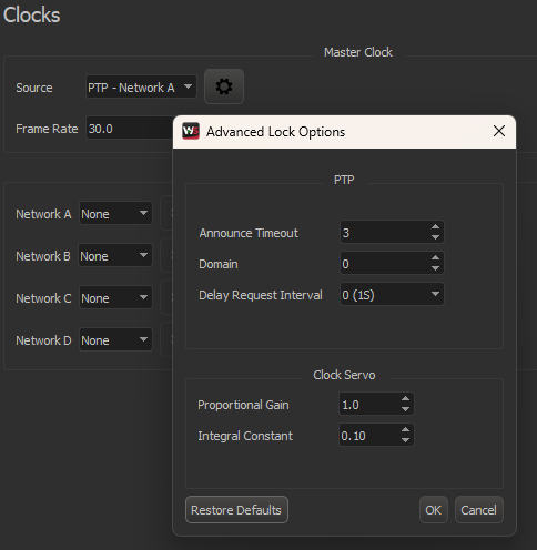Advanced PTP Settings
