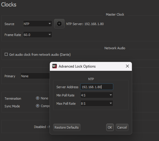Advanced NTP Settings